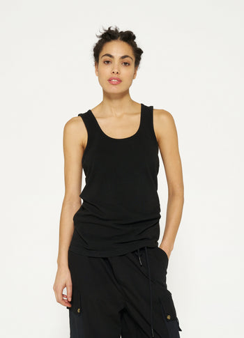 singlet linen cotton | black