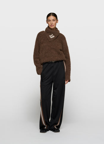 hairy knit sweater pleats | dark truffle