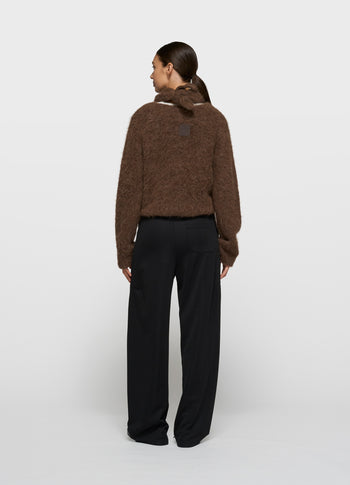 hairy knit sweater pleats | dark truffle
