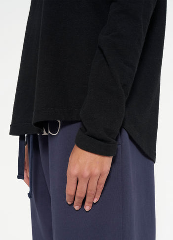 longsleeve tee linen | black
