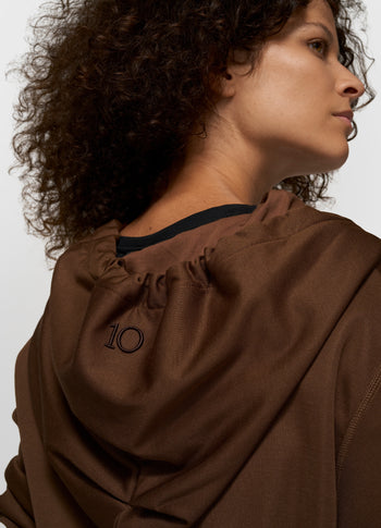 belted zip hoodie | dark truffle