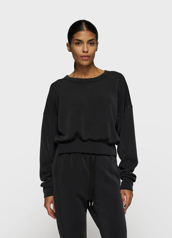 soft scuba cropped sweater | black