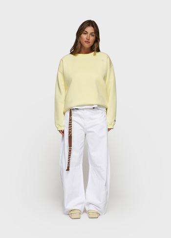 raw edge sweater | pastel yellow