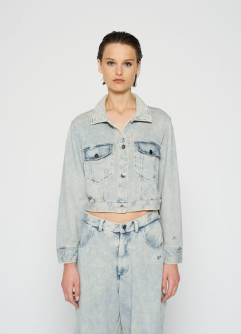 washed cropped jacket | blue denim
