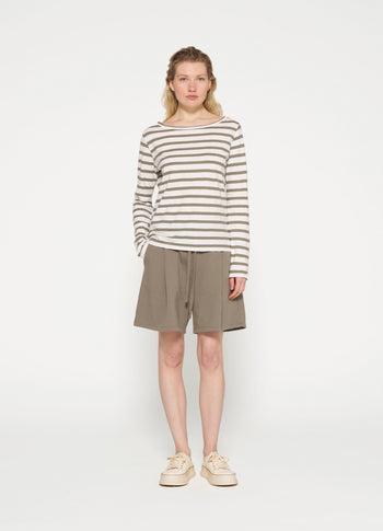 long sleeve tee stripes | ecru/sage