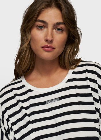 loose long sleeve tee modal stripes | ecru/black