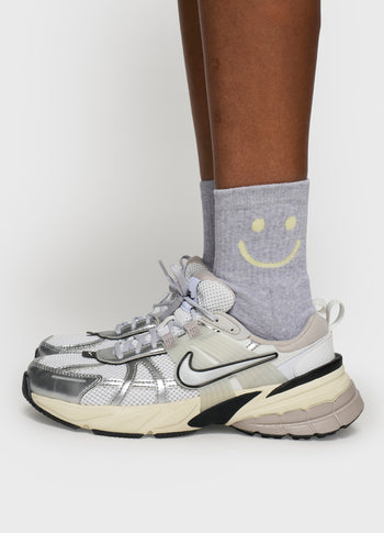 socks smile | white grey melee