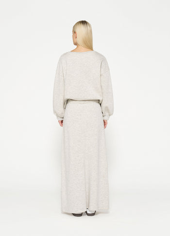 knitted maxi skirt | white grey melee