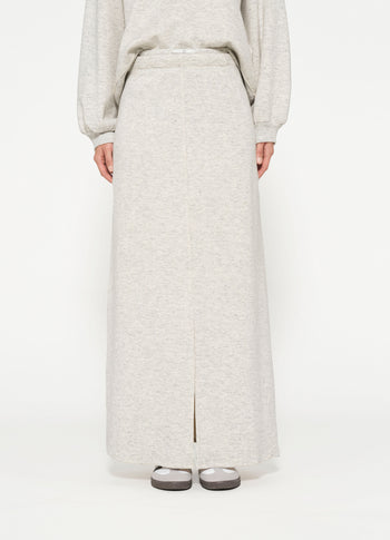 knitted maxi skirt | white grey melee