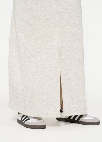 knitted maxi skirt | white grey melee
