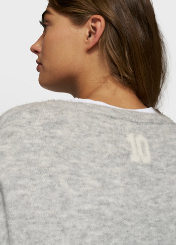 soft round neck sweater knit | light grey melee