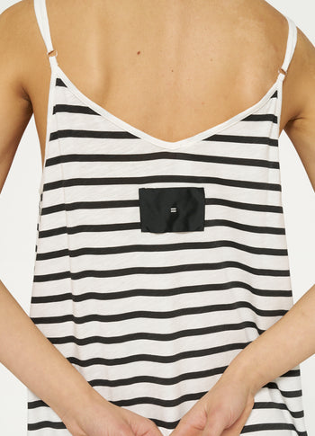 strappy dress stripes | ecru/black