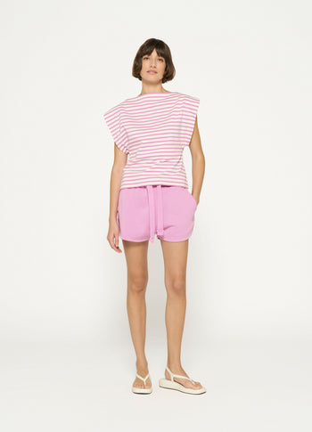 squared proud tee stripes | ecru/violet