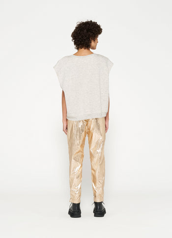 metallic pants | rose gold