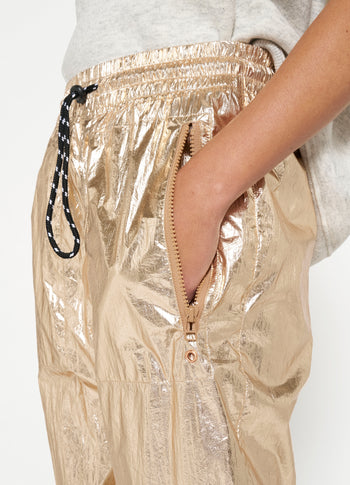 metallic pants | rose gold