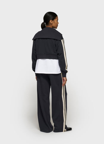 cropped zip cardigan fleece | dark navy