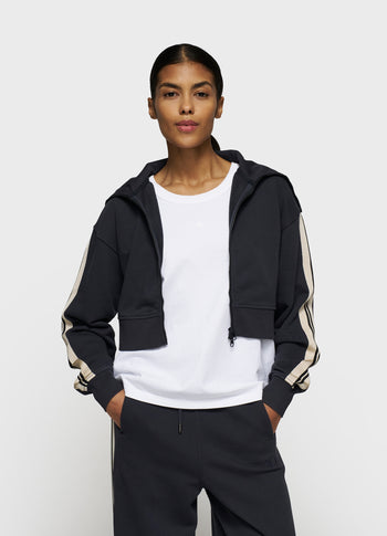 cropped zip cardigan fleece | dark navy