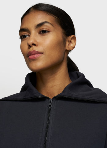 cropped zip cardigan fleece | dark navy