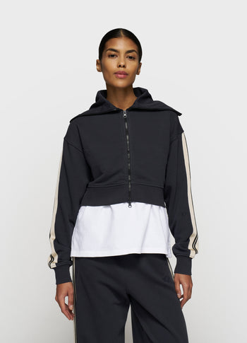 cropped zip cardigan fleece | dark navy