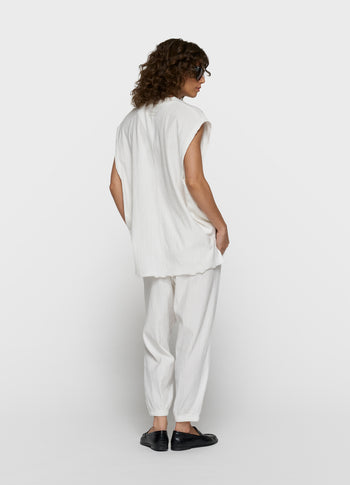 v-neck crinkle top | ecru
