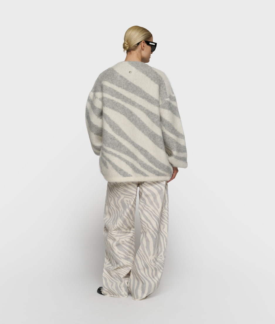 gebreid vest zebra | ecru