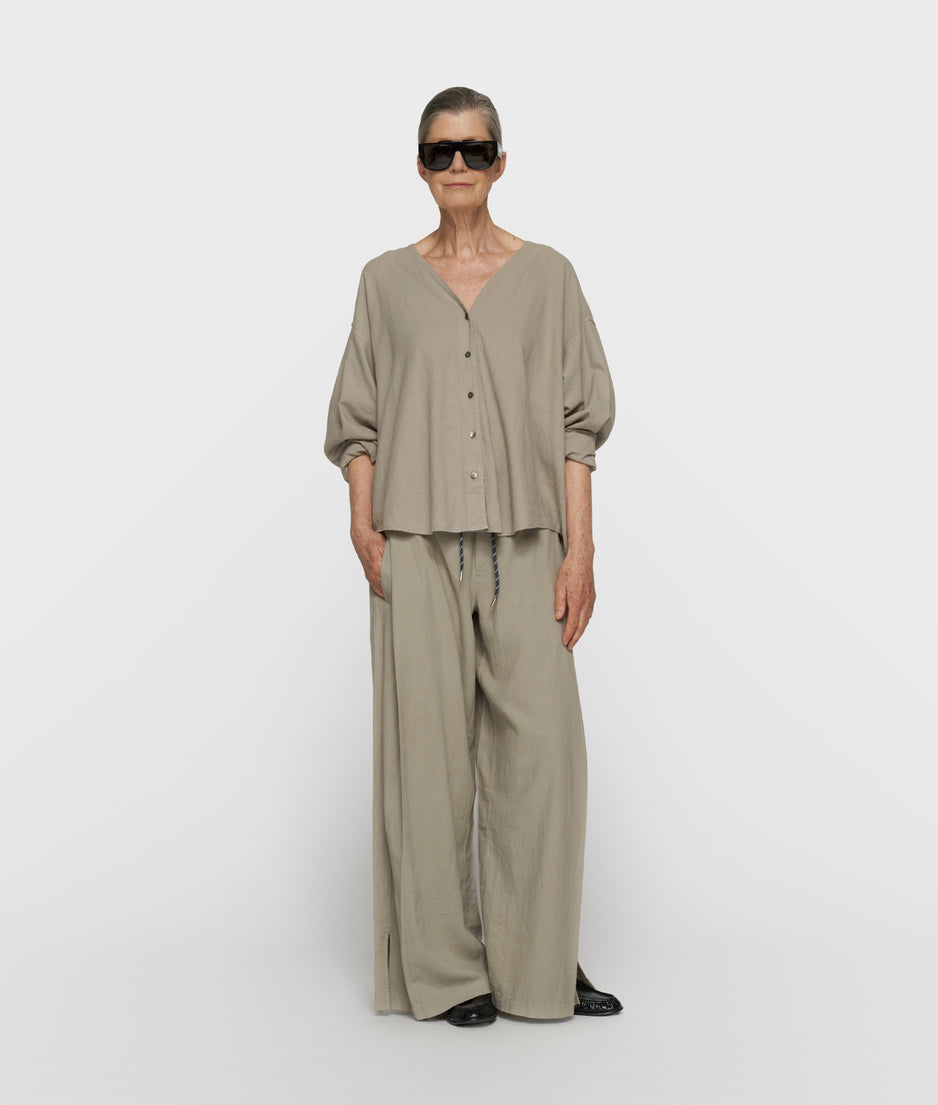 cotton linen pants slit | fog