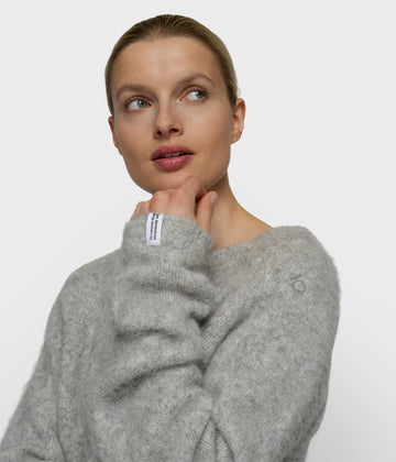hairy knit sweater | light grey melee