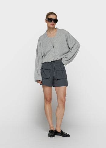 soft rib cardigan | light grey melee