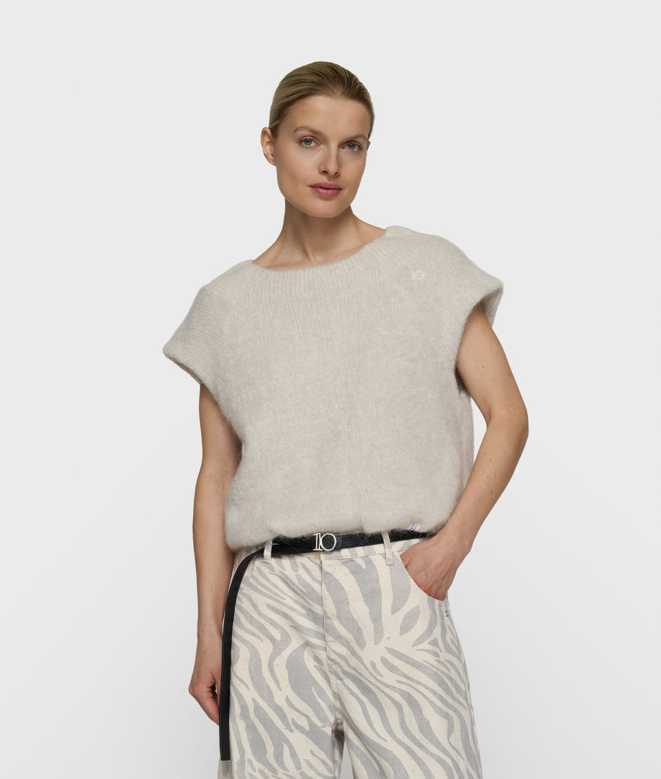 balloon gebreide top lurex | ecru