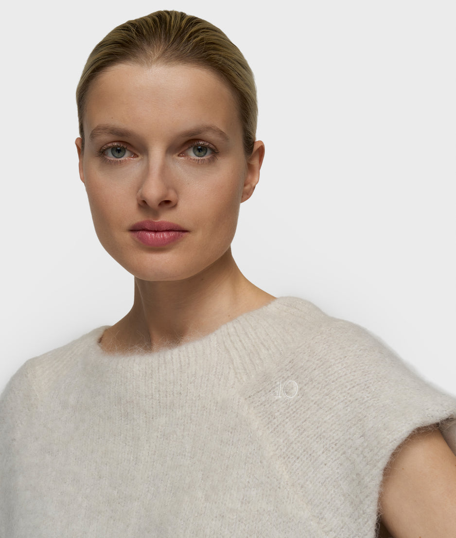 balloon gebreide top lurex | ecru