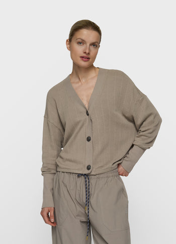 v-neck mesh cardigan | fog
