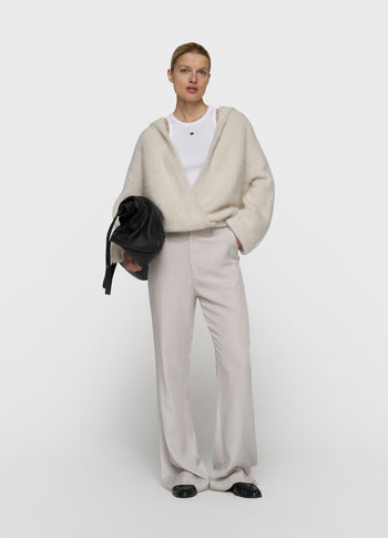gebreide sweater lurex capuchon | ecru