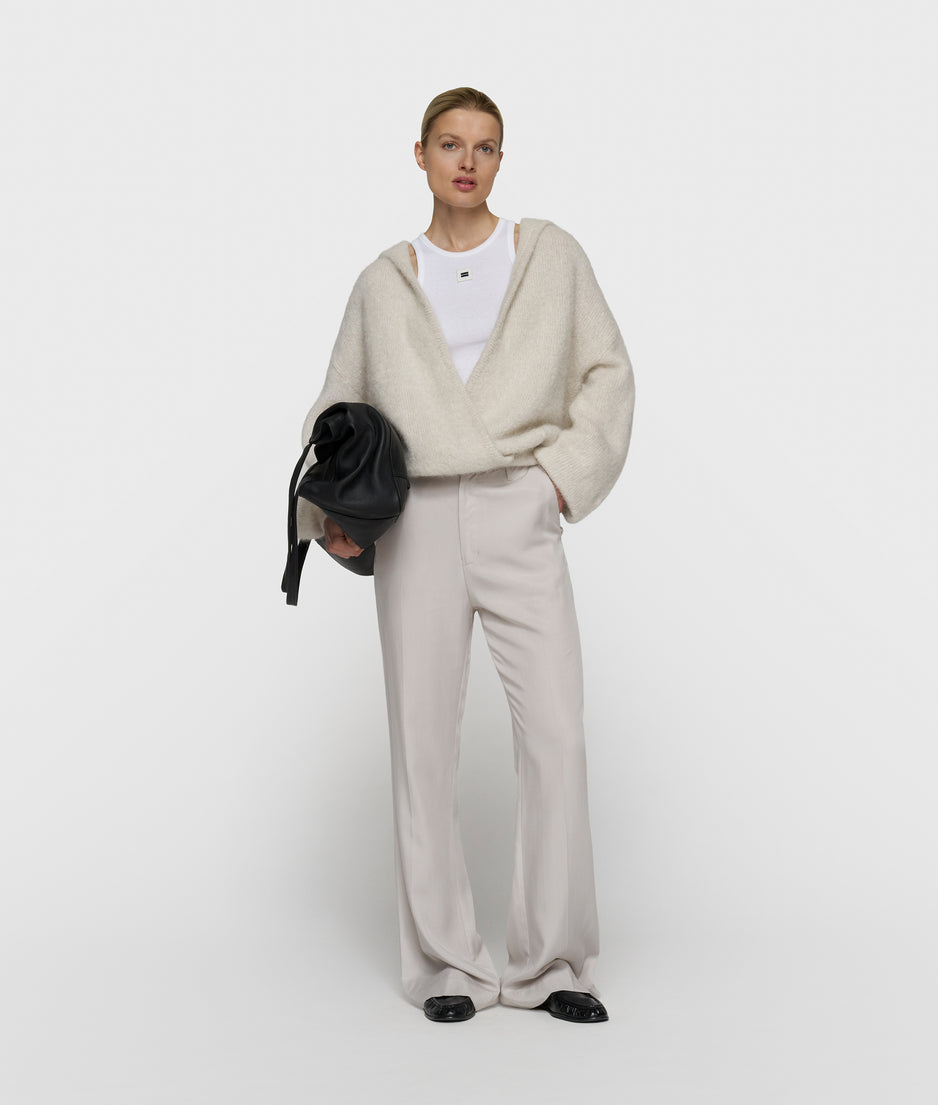 gebreide sweater lurex capuchon | ecru
