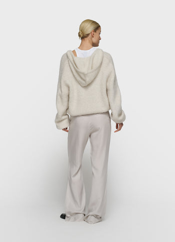 gebreide sweater lurex capuchon | ecru