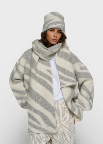 gebreide sjaal zebra | ecru