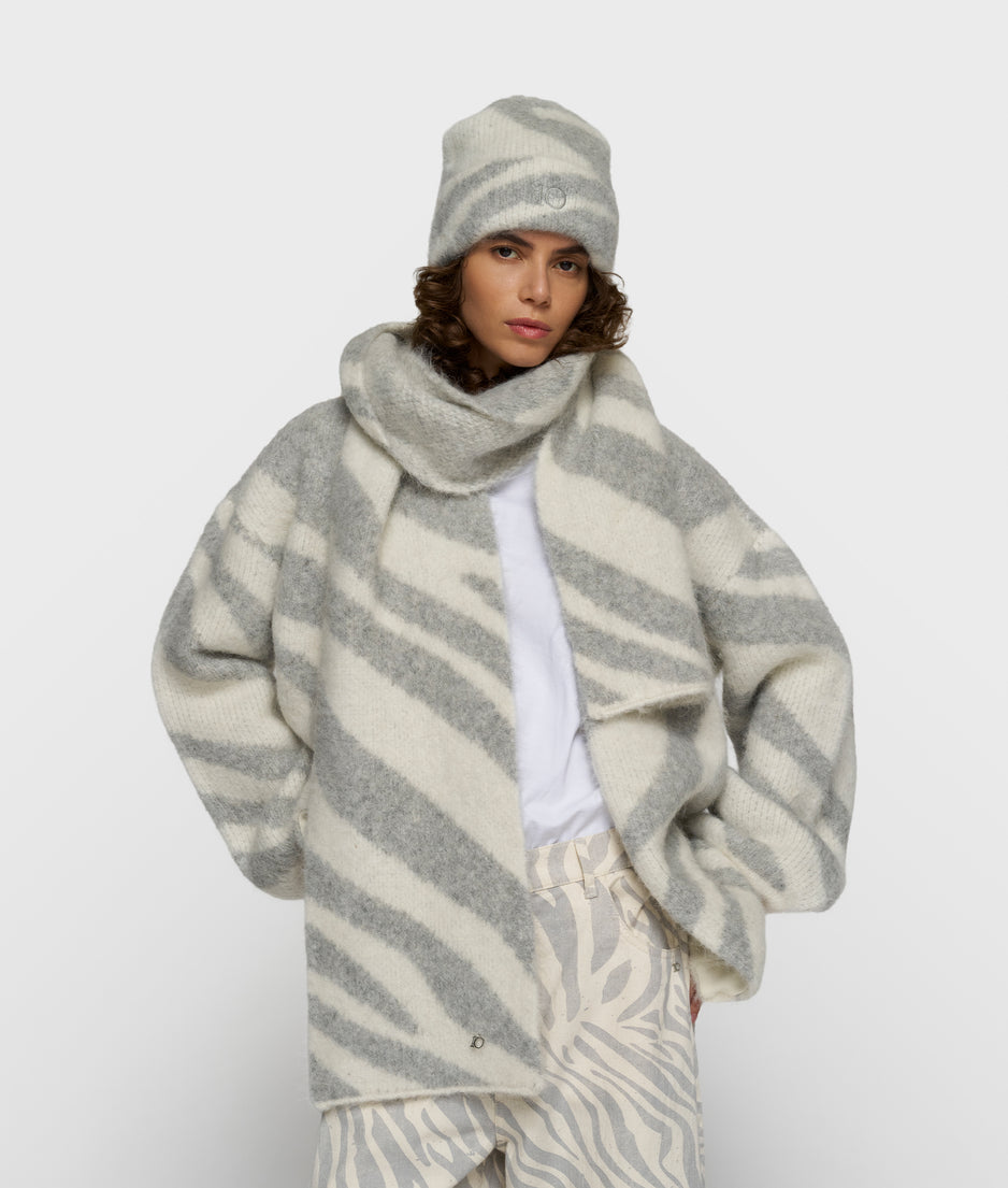 gebreide sjaal zebra | ecru