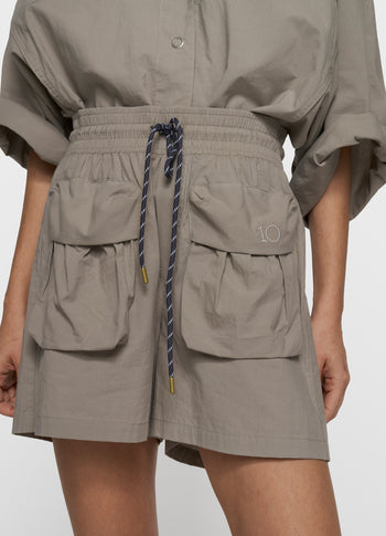crinkle utility shorts | fog
