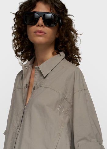 wide crinkle jacket | fog