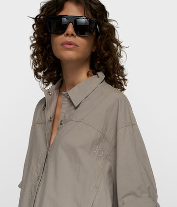 wide crinkle jacket | fog