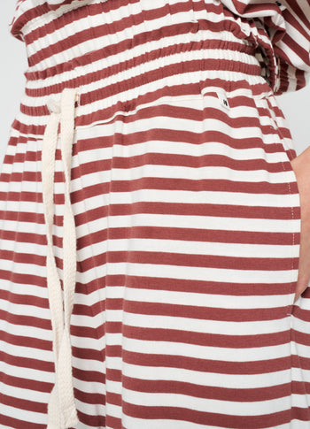 wide leg pants stripe | warm white/burgundy