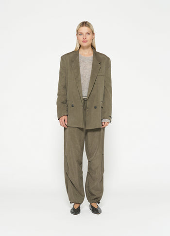 statement shoulder blazer | dark moss