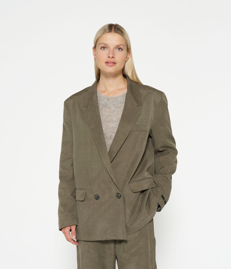 statement shoulder blazer | dark moss