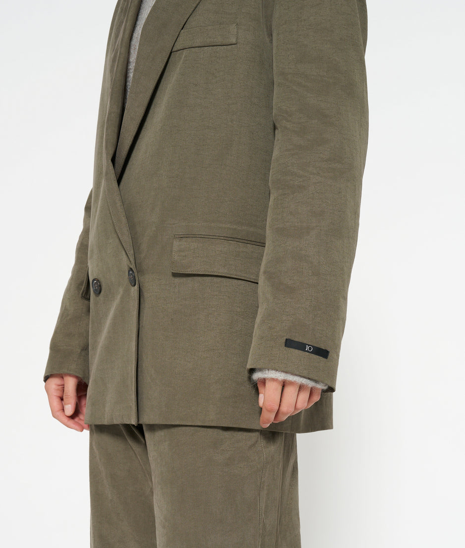statement shoulder blazer | dark moss
