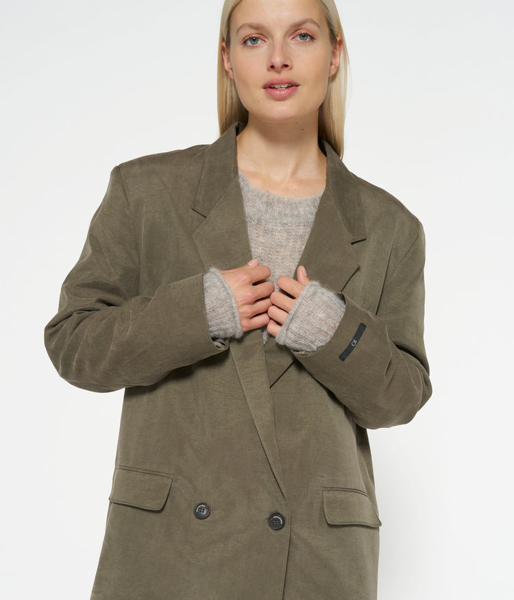 statement shoulder blazer | dark moss