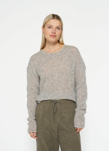 fine knit sweater | light grey melee