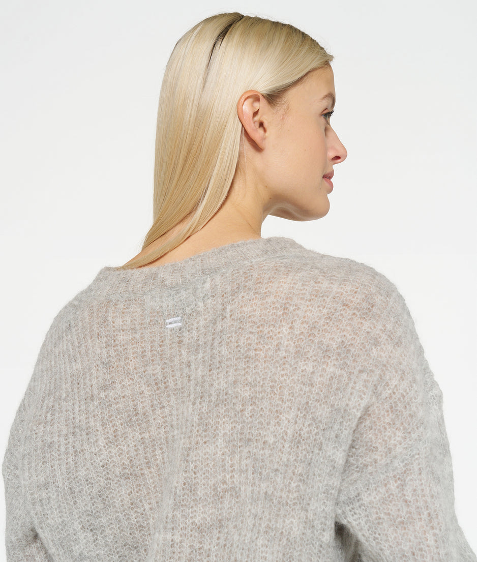 fine knit sweater | light grey melee
