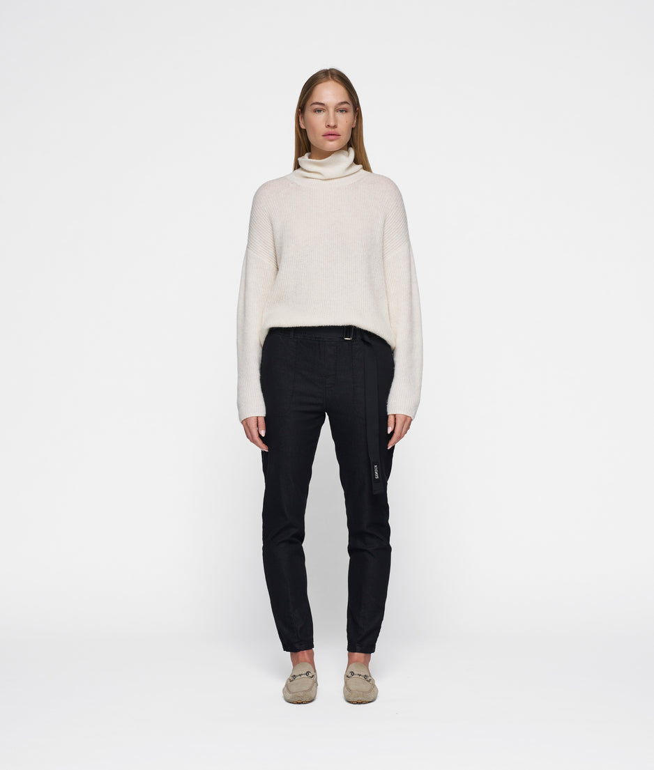 belted pants washed | black