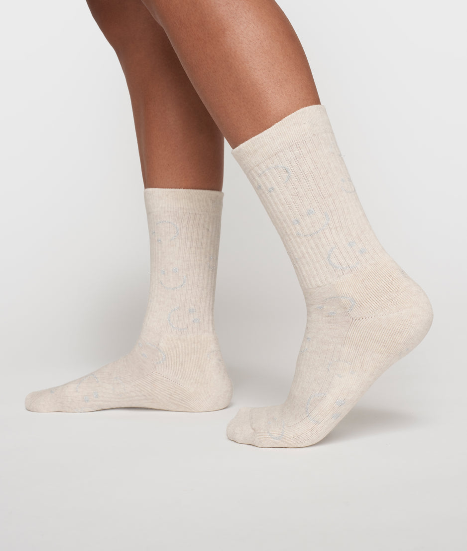 socks all-over smile | soft white melee