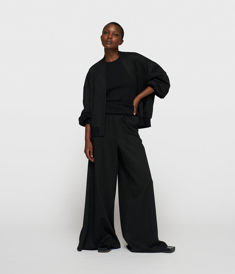 super wide pants pinstripe | black