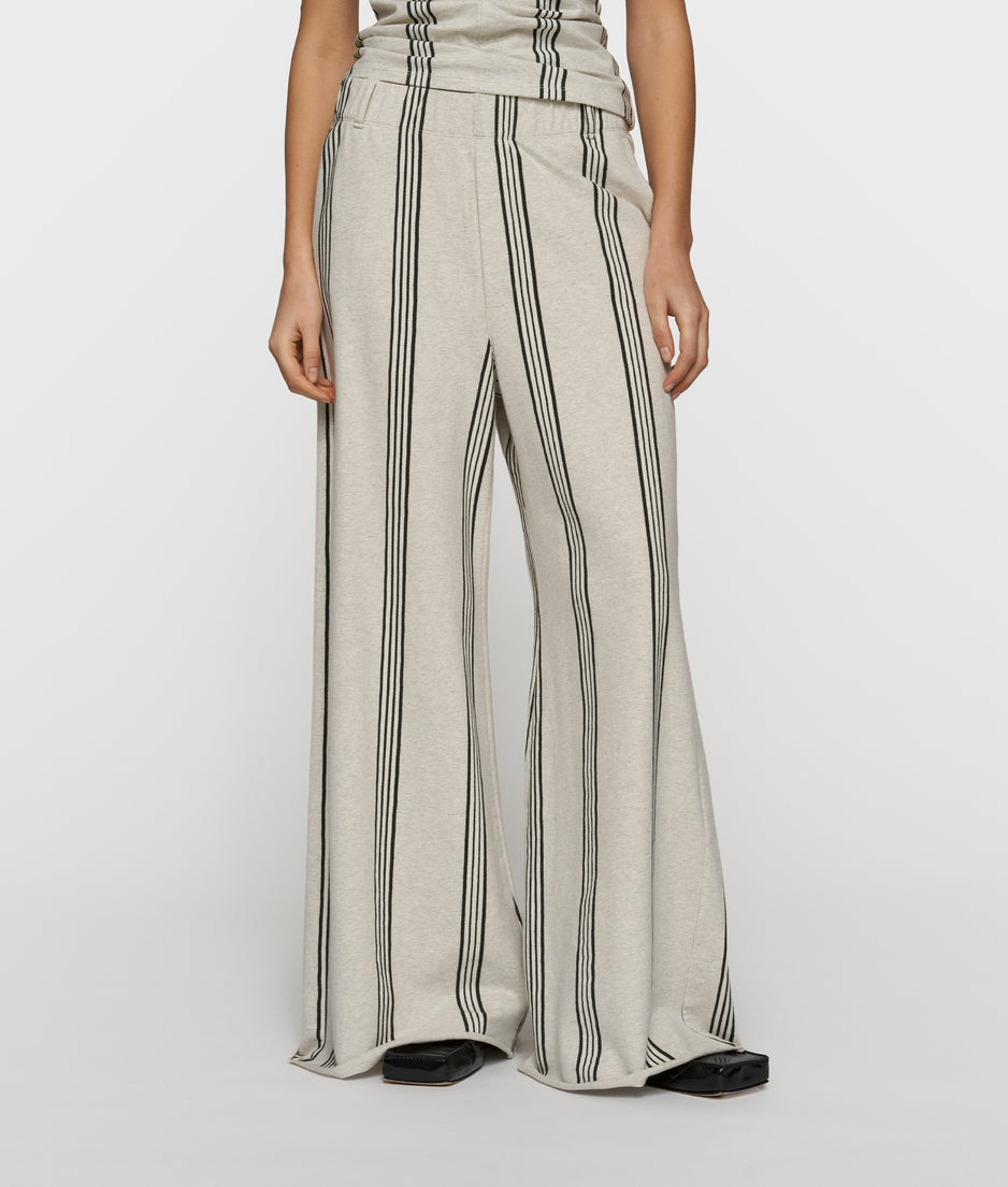 wide leg jogger stripes | soft white melee